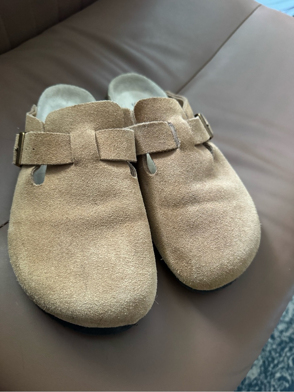 Quince Tan Suede Slip-On Clog Mules